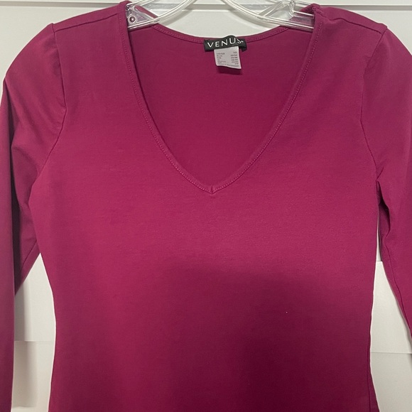 VENUS 3/4 Sleeve Dress in Deep Burgundy - Picture 3 of 7